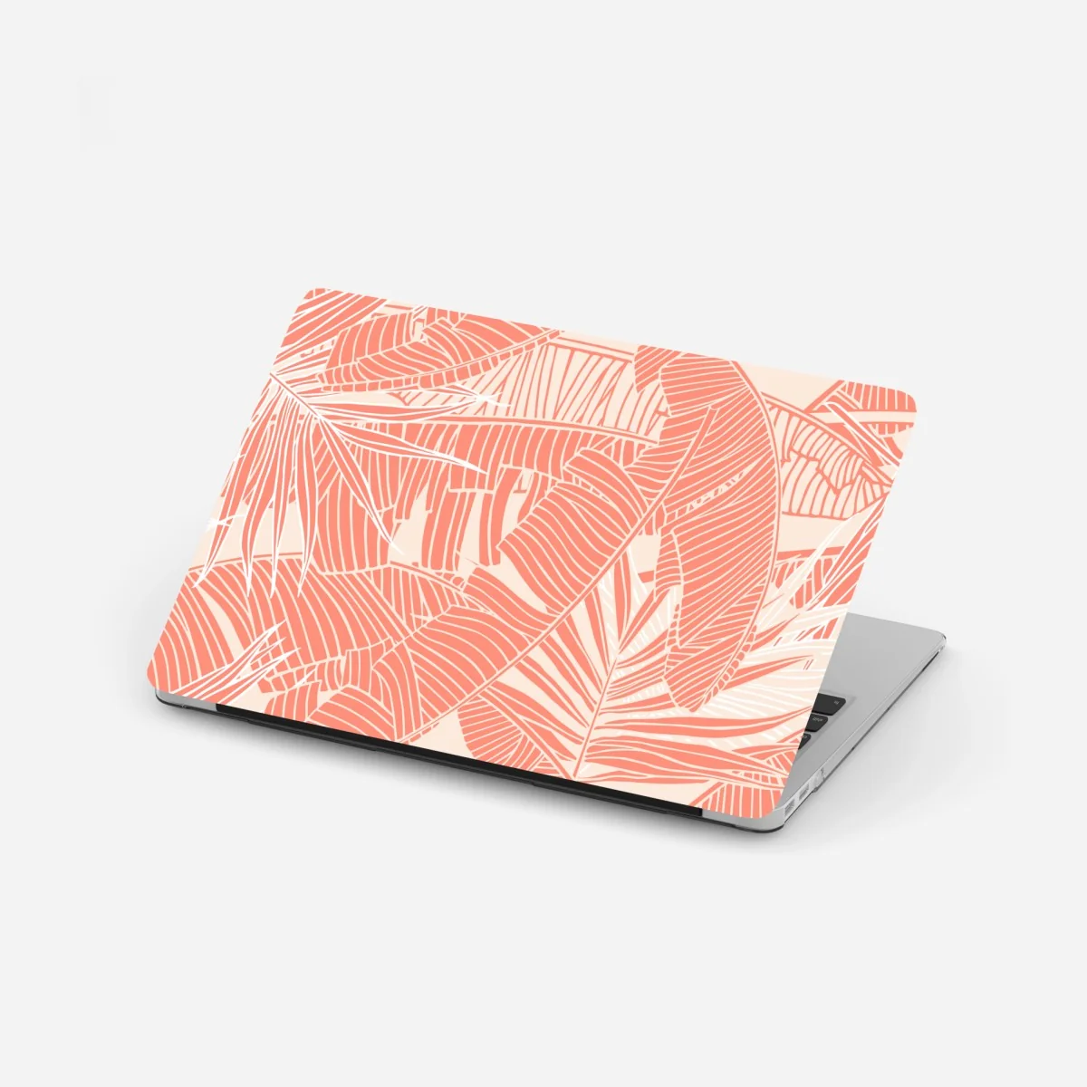 Laptop-Aufkleber korallenfarbenes tropisches blattmuster – Wallnifity®