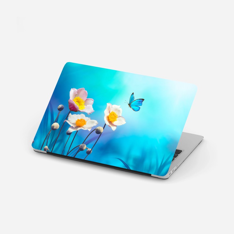 Laptop-Aufkleber goldenes blatt line art muster – Wallnifity®