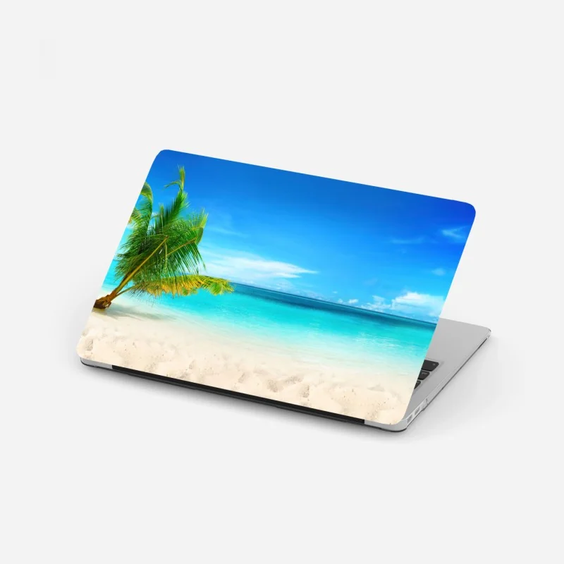 Laptop-Aufkleber monochrome küstenaufnahme aus der luft – Wallnifity®