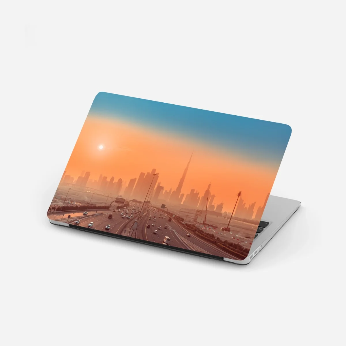 Laptop-Aufkleber Dubai skyline bei sonnenaufgang – Wallnifity®