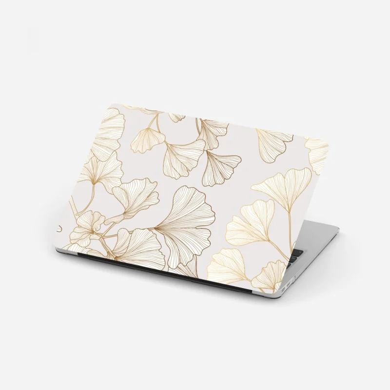 Laptop-Aufkleber feines goldenes ginkgo-blätter muster