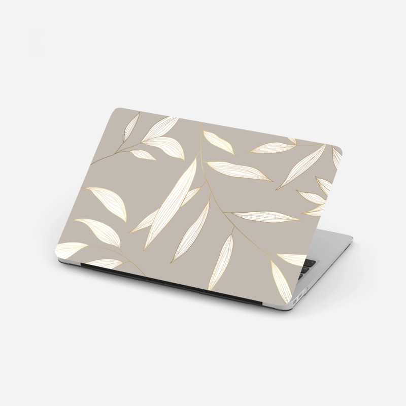 Laptop-Aufkleber tropische lila blätter auf gelbem hintergrund – Wallnifity®