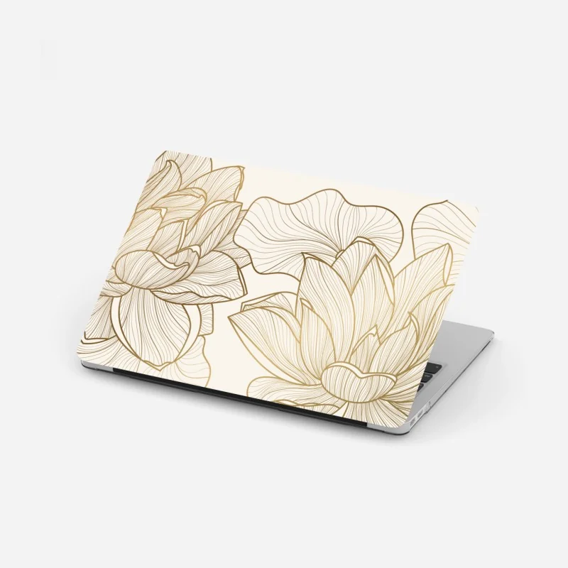 Laptop-Aufkleber elegante goldene linien blumenillustration
