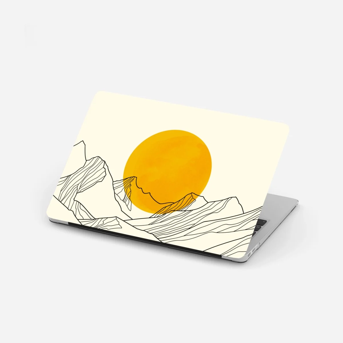 Laptop-Aufkleber goldene sonne über minimalistischen bergen – Wallnifity® Laptop-Aufkleber goldene sonne über minimalistischen bergen – Wallnifity®