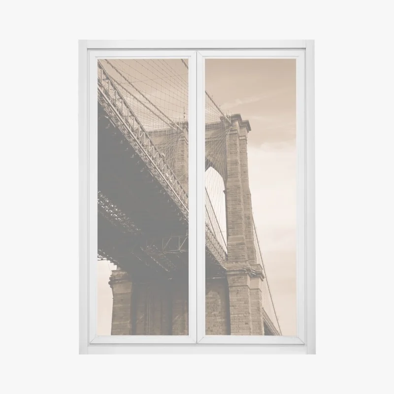 Fensteraufkleber sepia ansicht der Brooklyn Bridge