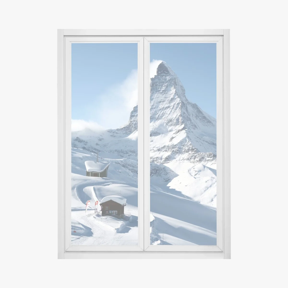 Fensteraufkleber majestätischer alpiner gipfel im winter – Wallnifity® Fensteraufkleber majestätischer alpiner gipfel im winter – Wallnifity®