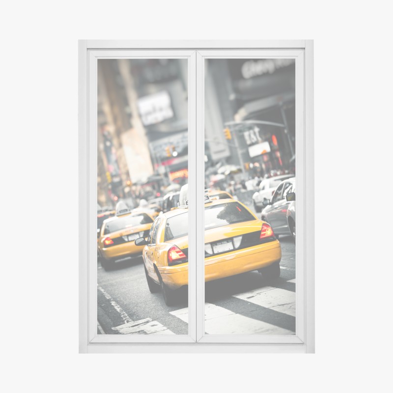 Fensteraufkleber gelbes taxi in den straßen von New York
