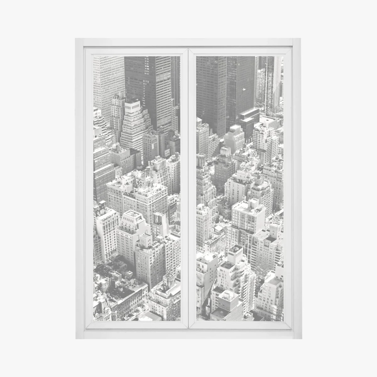 Fensteraufkleber Manhattan luftaufnahme skyline in monochrom – Wallnifity® Fensteraufkleber Manhattan luftaufnahme skyline in monochrom – Wallnifity®