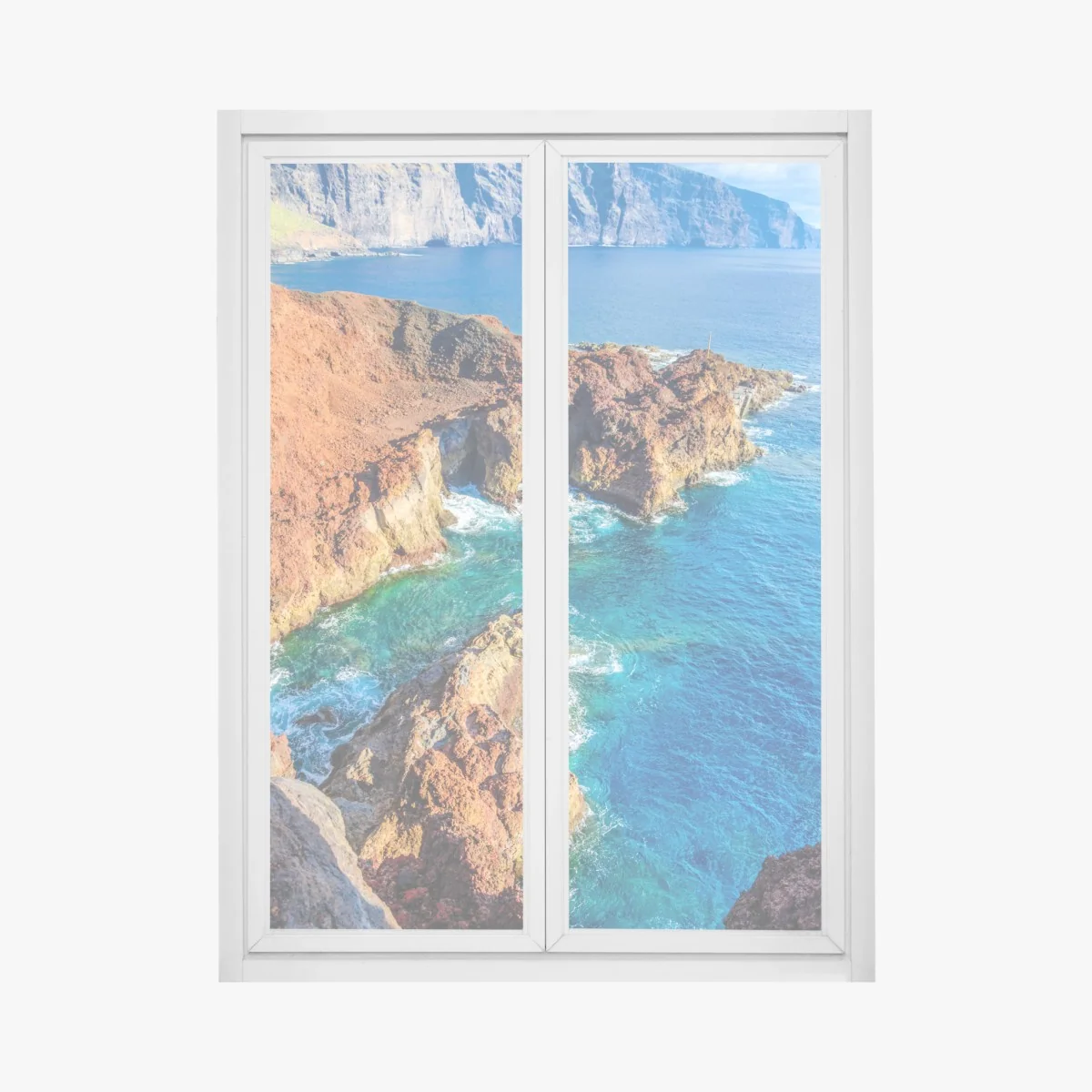 Fensteraufkleber dramatische klippen und türkisfarbenes meer bei Punto Teno, Teneriffa – Wallnifity® Fensteraufkleber dramatische klippen und türkisfarbenes meer bei Punto Teno, Teneriffa – Wallnifity®