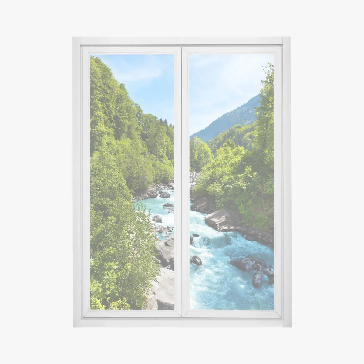 Fensteraufkleber gletscherfluss im grünen tal – Wallnifity® Fensteraufkleber gletscherfluss im grünen tal – Wallnifity®