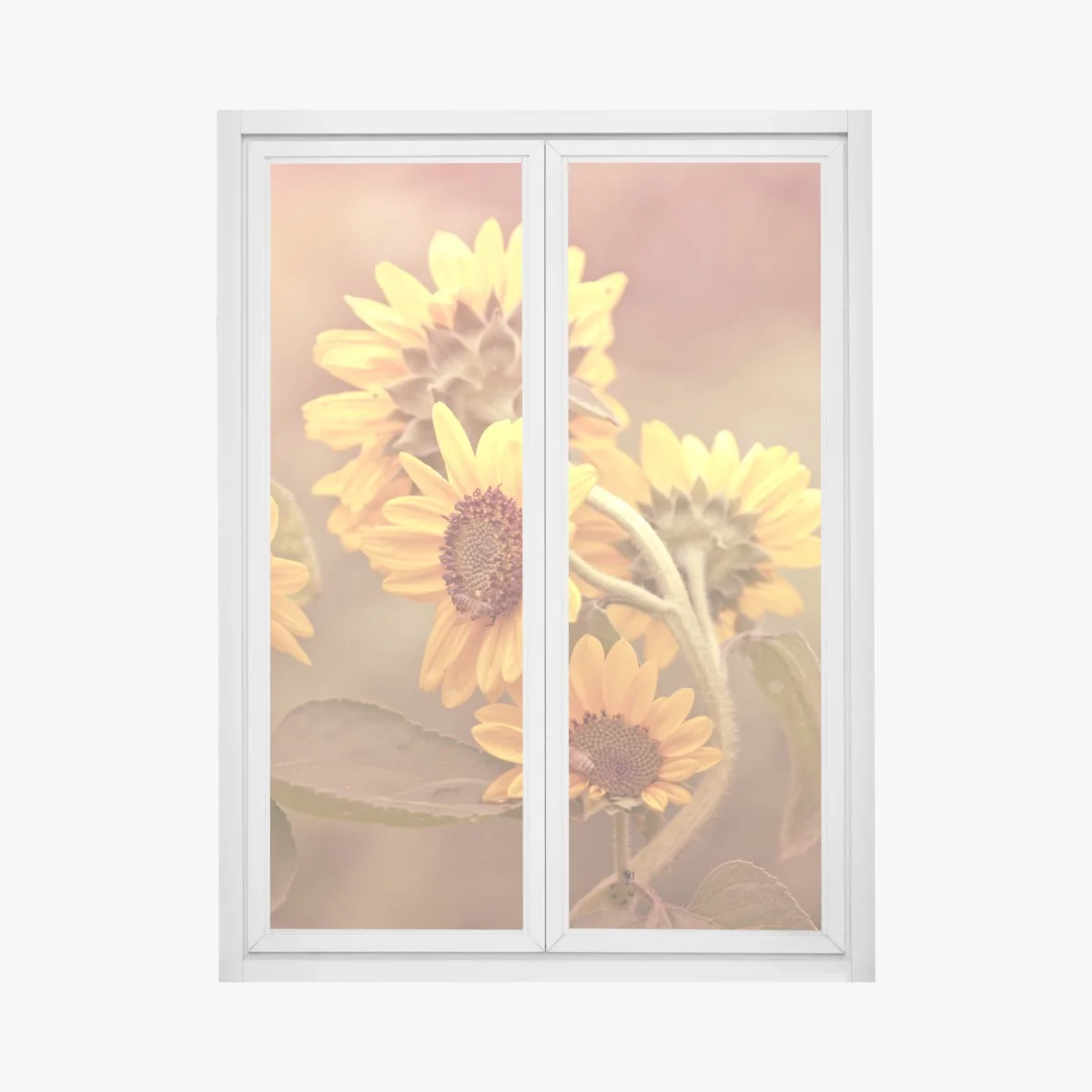 Fensteraufkleber vintage sonnenblumen in warmem licht – Wallnifity® Fensteraufkleber vintage sonnenblumen in warmem licht – Wallnifity®