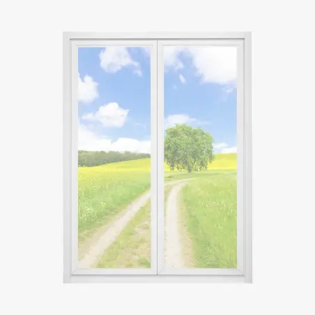 Fensteraufkleber sonniger feldweg mit einsamem baum – Wallnifity®