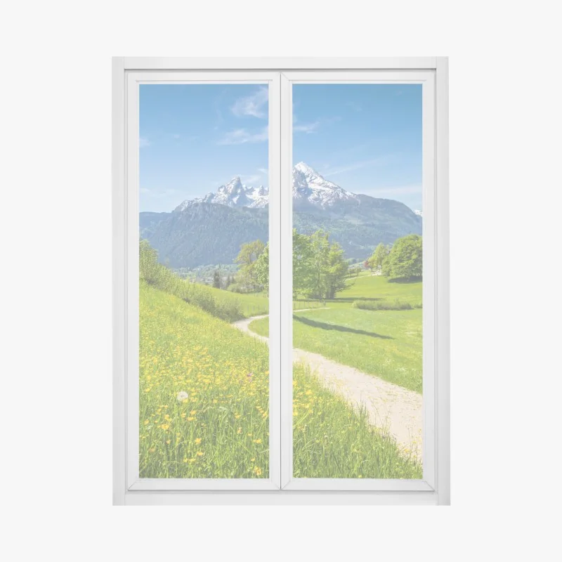 Fensteraufkleber alpenwiese und bergpfad