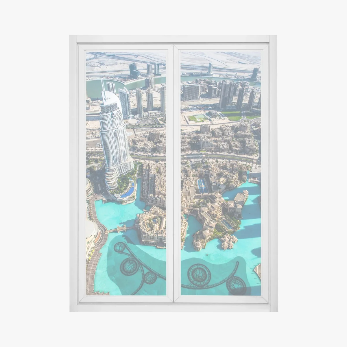 Fensteraufkleber luftaufnahme von Downtown Dubai – Wallnifity® Fensteraufkleber luftaufnahme von Downtown Dubai – Wallnifity®
