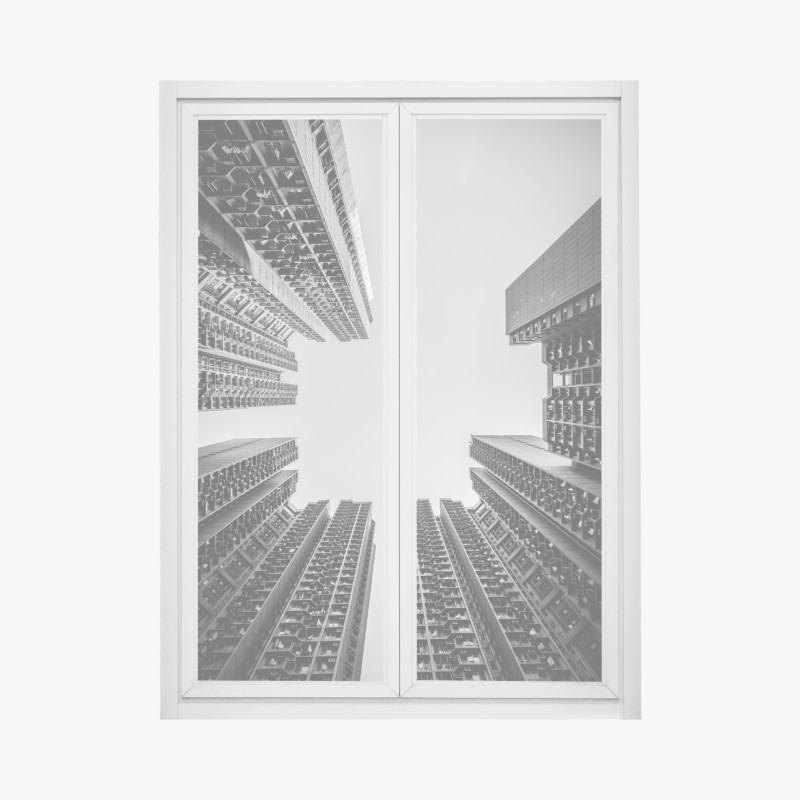 Fensteraufkleber alte eisenbahnbrücke in schwarzweiß – Wallnifity®