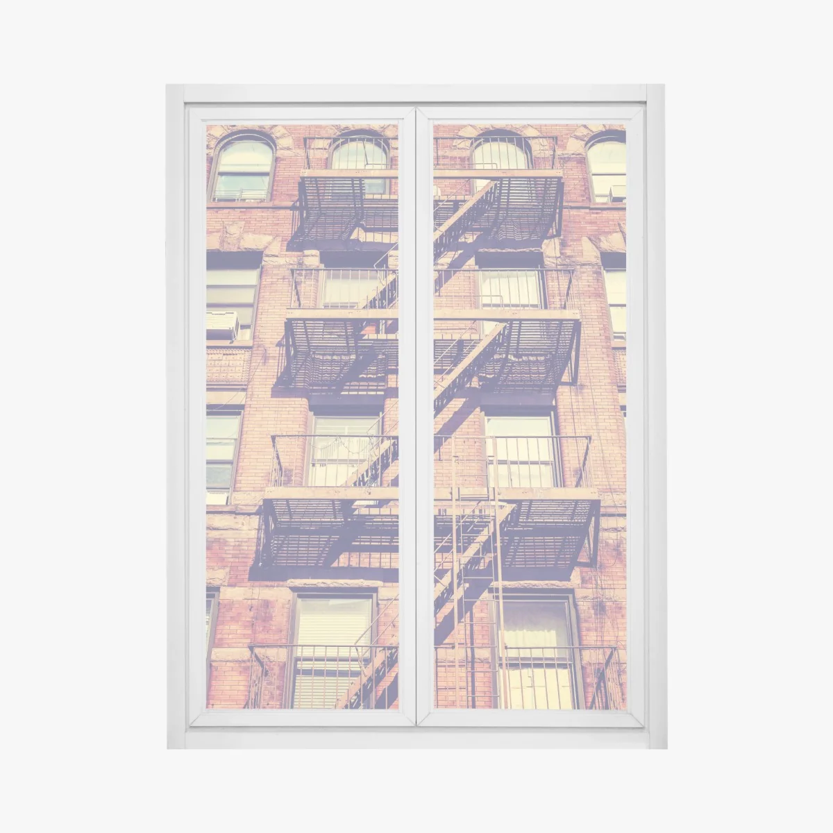 Fensteraufkleber vintage feuertreppen aus New York – Wallnifity® Fensteraufkleber vintage feuertreppen aus New York – Wallnifity®