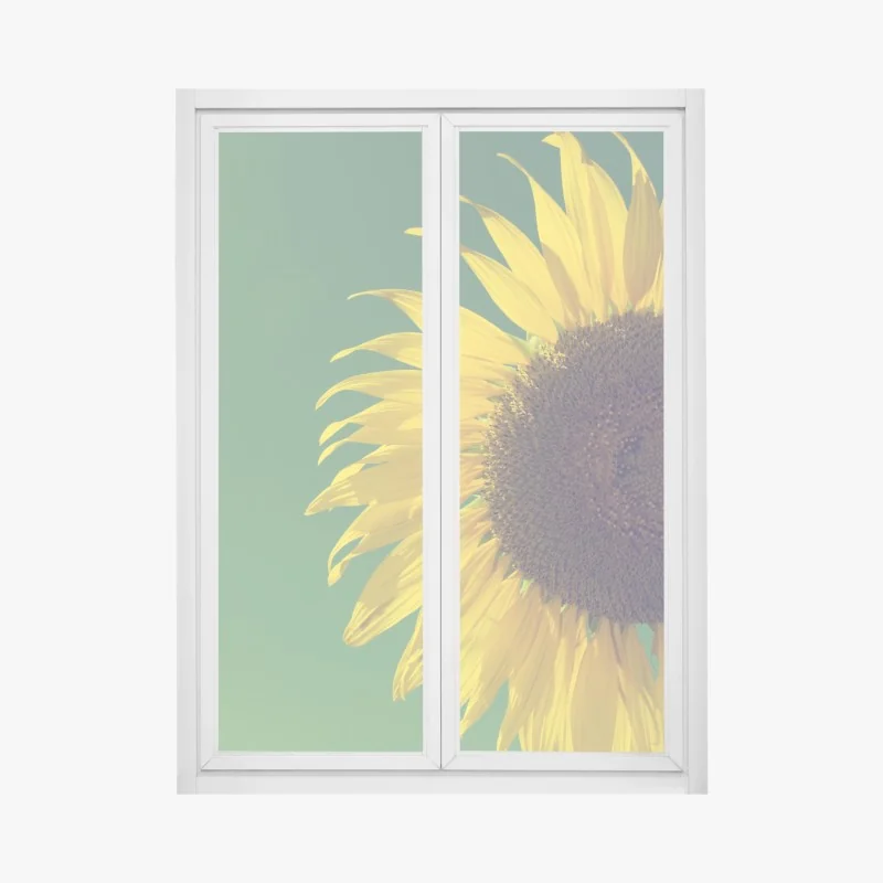 Fensteraufkleber strahlende sonnenblume vor vintage-himmel