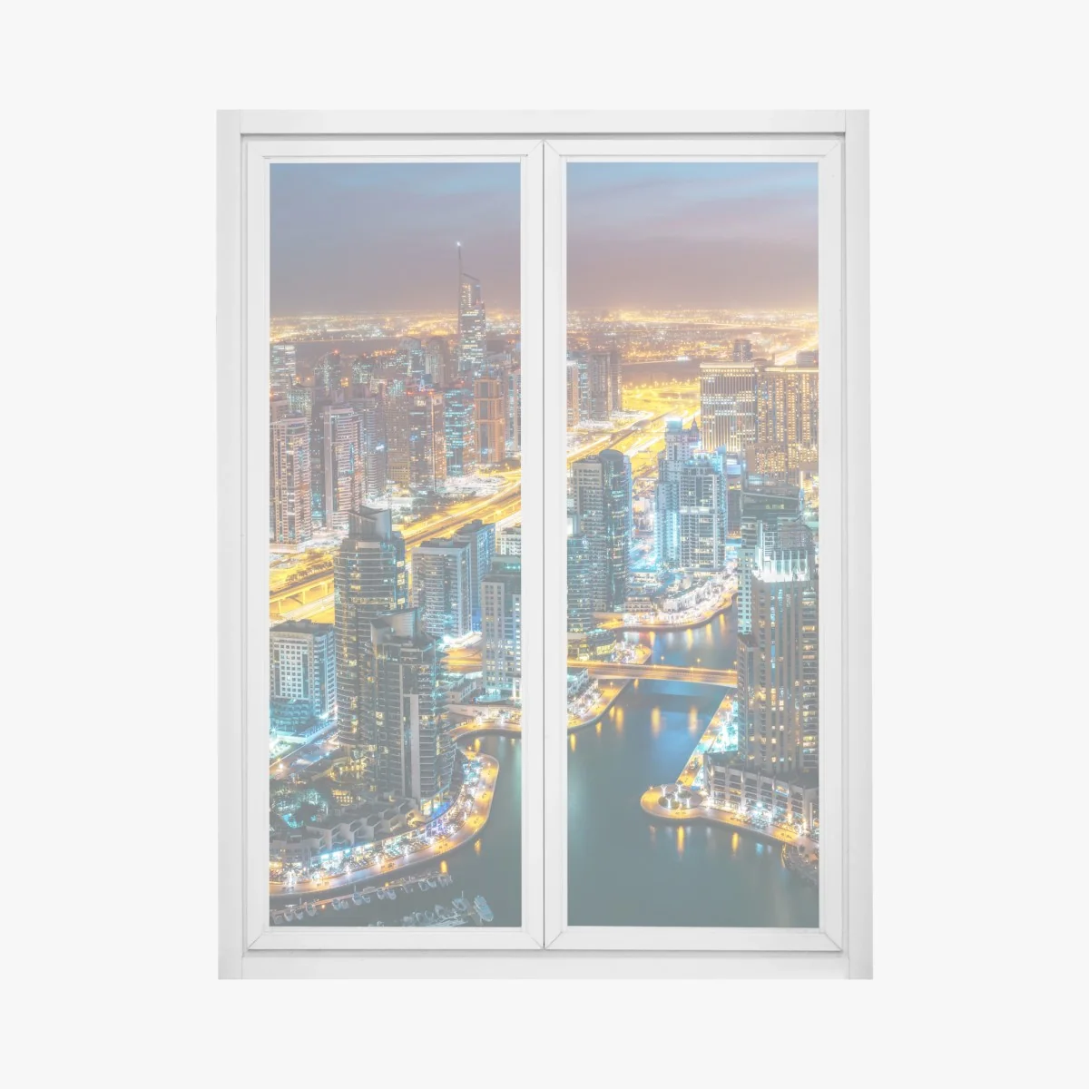 Fensteraufkleber nächtliche skyline Dubai Marina – Wallnifity® Fensteraufkleber nächtliche skyline Dubai Marina – Wallnifity®