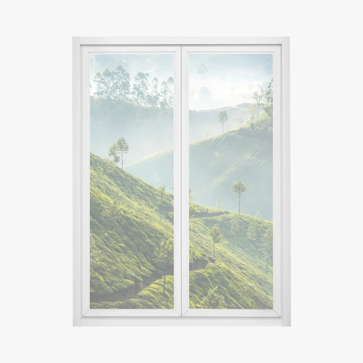 Fensteraufkleber neblige teeplantagen auf den hügeln von Munnar – Wallnifity® Fensteraufkleber neblige teeplantagen auf den hügeln von Munnar – Wallnifity®