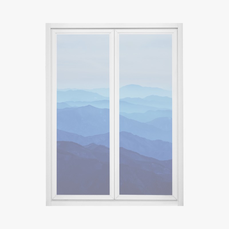 Fensteraufkleber neblige blaue bergschichten