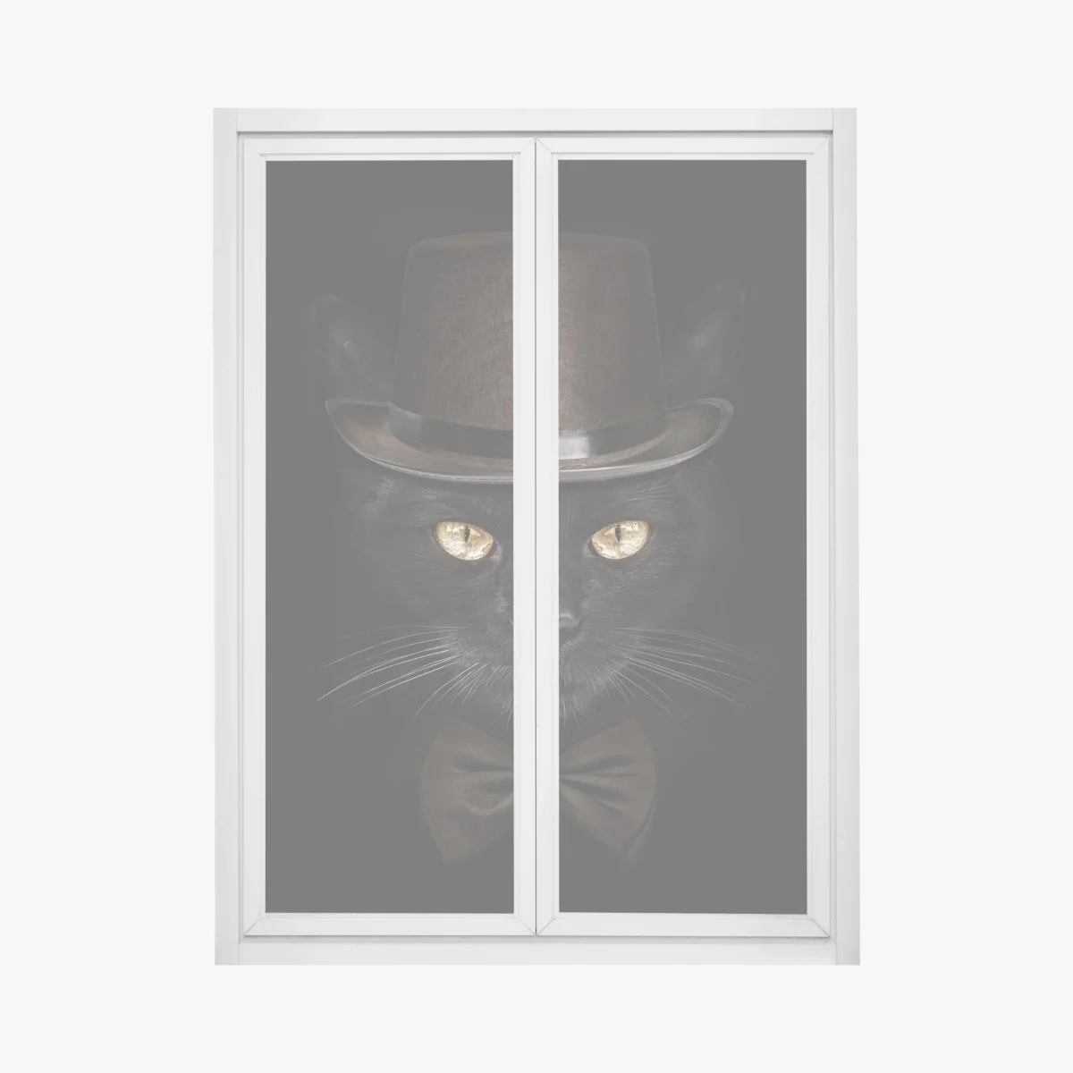Fensteraufkleber elegante schwarze katze mit zylinder und fliege – Wallnifity® Fensteraufkleber elegante schwarze katze mit zylinder und fliege – Wallnifity®