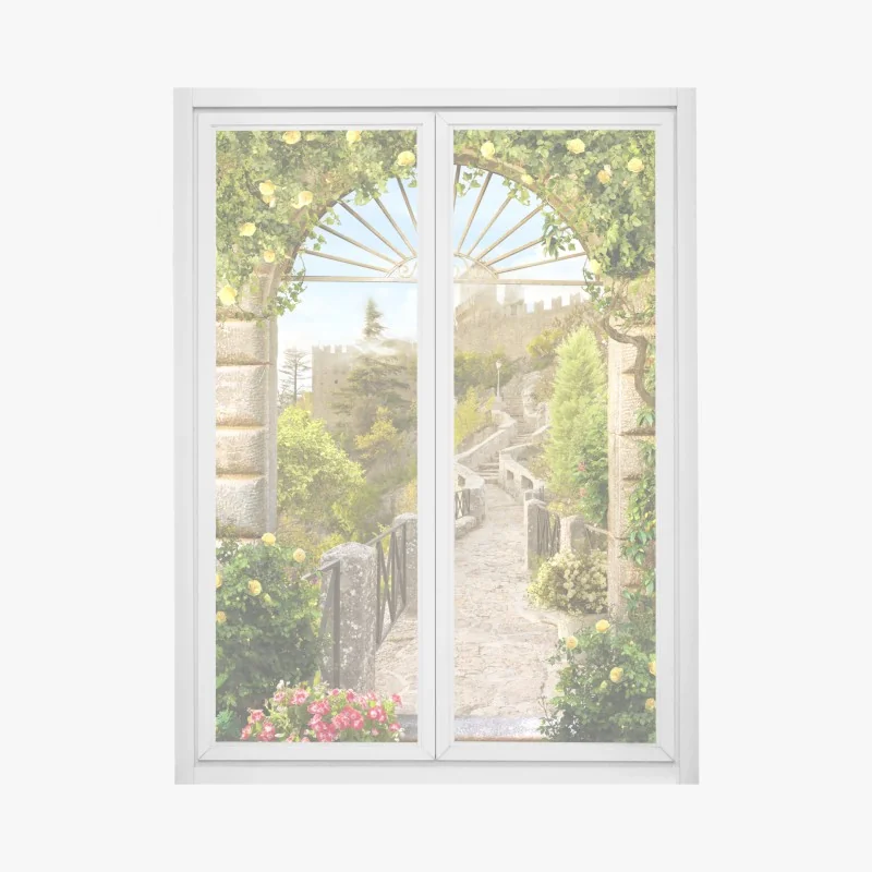 Fensteraufkleber nebliges pastell bergtal – Wallnifity®