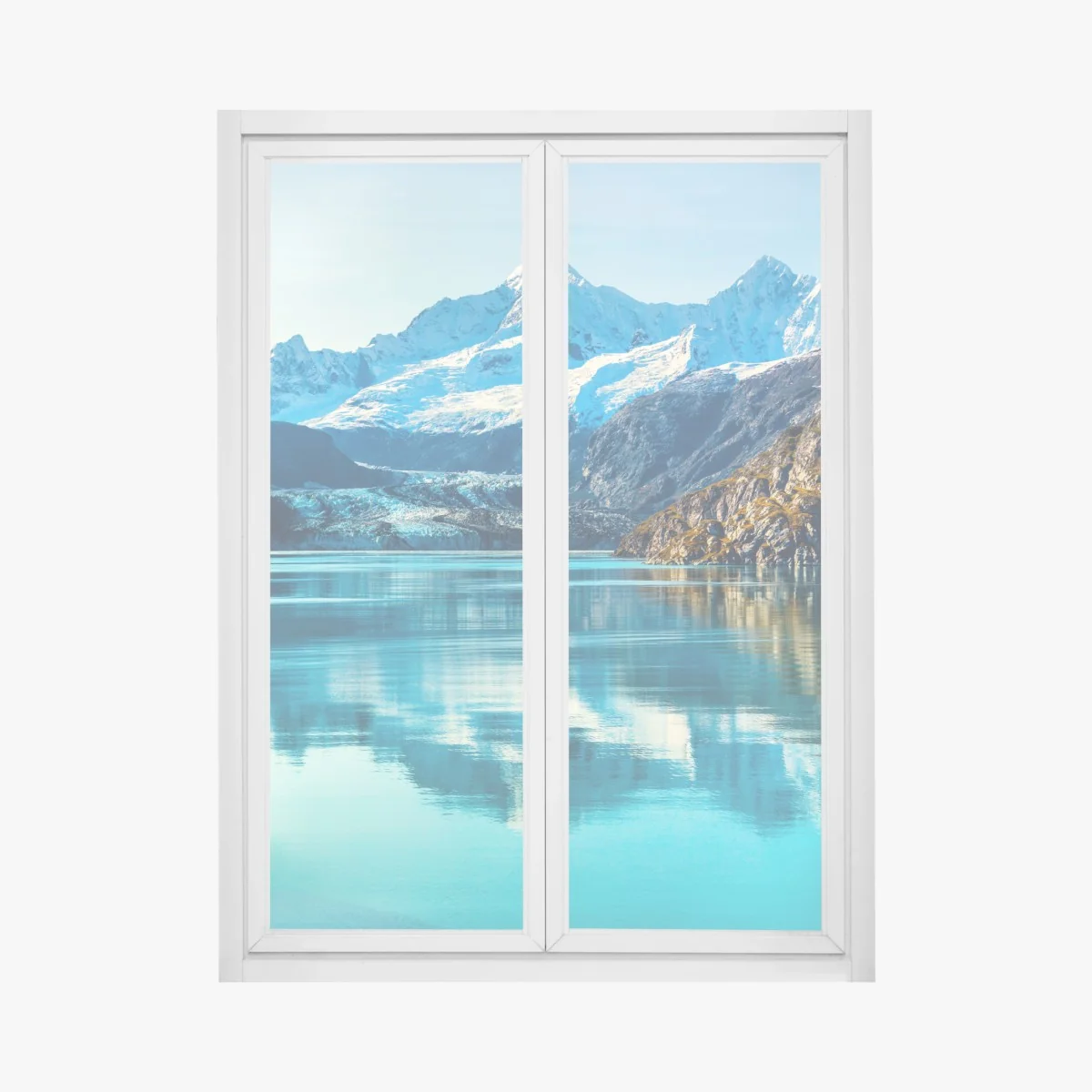 Fensteraufkleber ruhiger türkisfarbener bergsee – Wallnifity® Fensteraufkleber ruhiger türkisfarbener bergsee – Wallnifity®