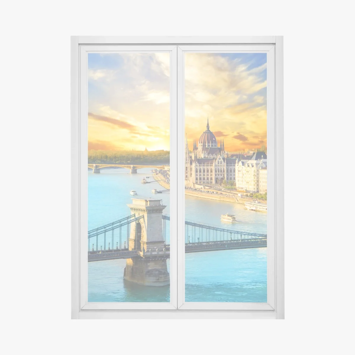 Fensteraufkleber sonnenuntergang über Budapest und der Kettenbrücke – Wallnifity® Fensteraufkleber sonnenuntergang über Budapest und der Kettenbrücke – Wallnifity®
