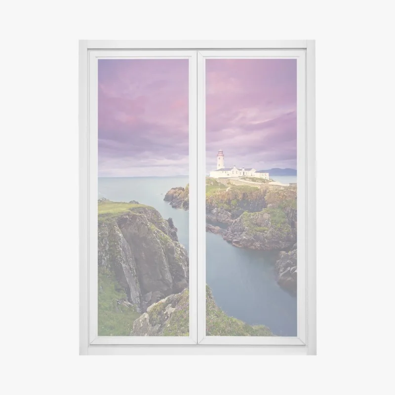 Fensteraufkleber grüne wiese mit einer reihe junger bäume – Wallnifity®