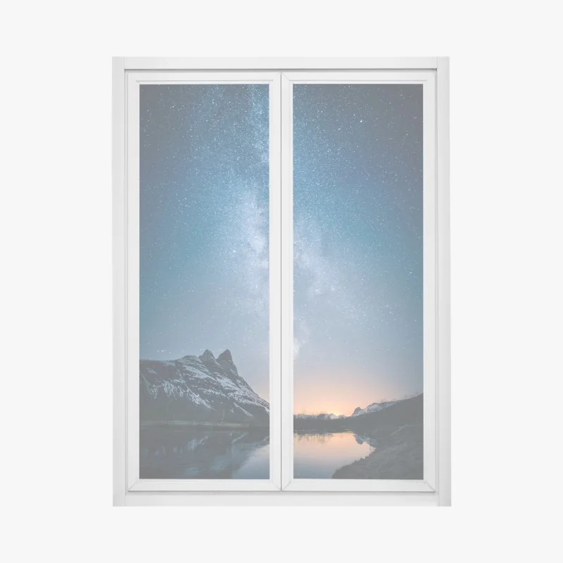 Fensteraufkleber milchstraße über bergspiegelung