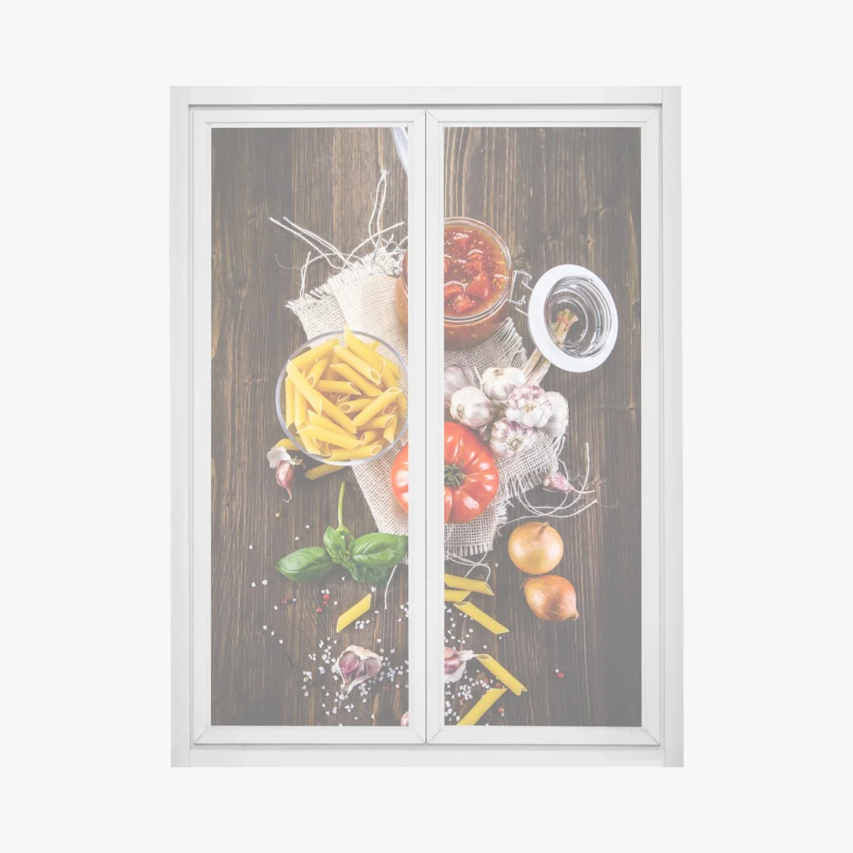 Fensteraufkleber rustikales italienisches pasta-arrangement – Wallnifity®