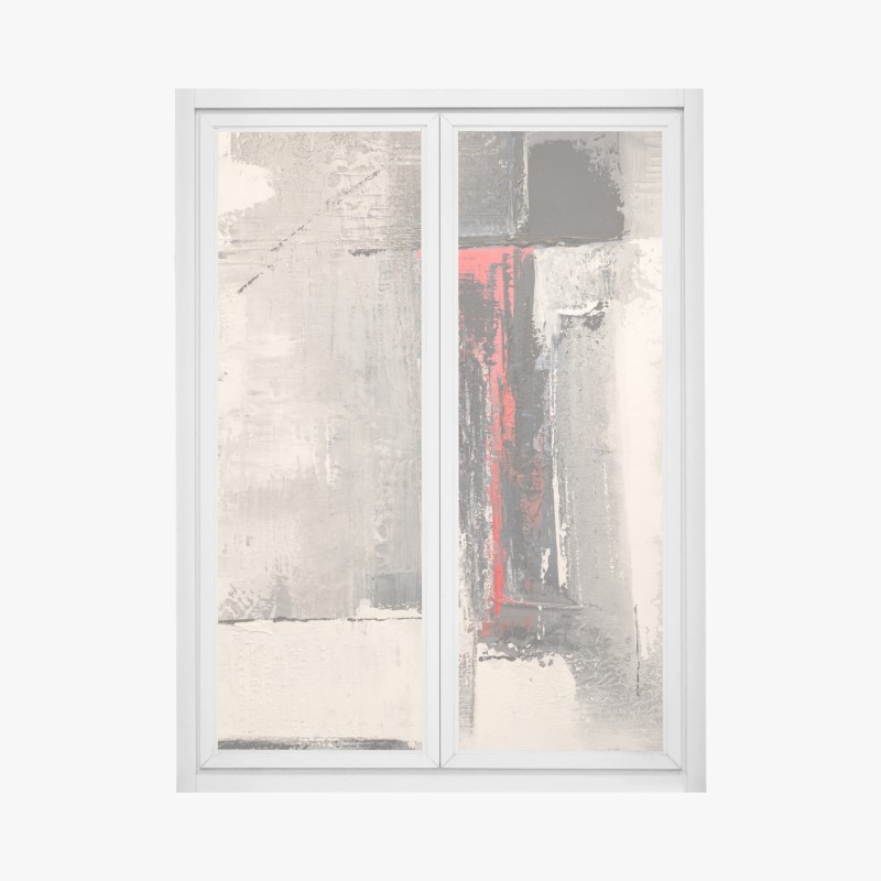 Fensteraufkleber strukturierte abstraktion mit rotem akzent