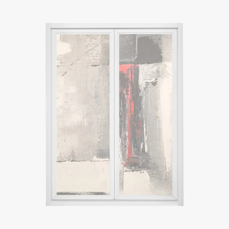 Fensteraufkleber strukturierte abstraktion mit rotem akzent