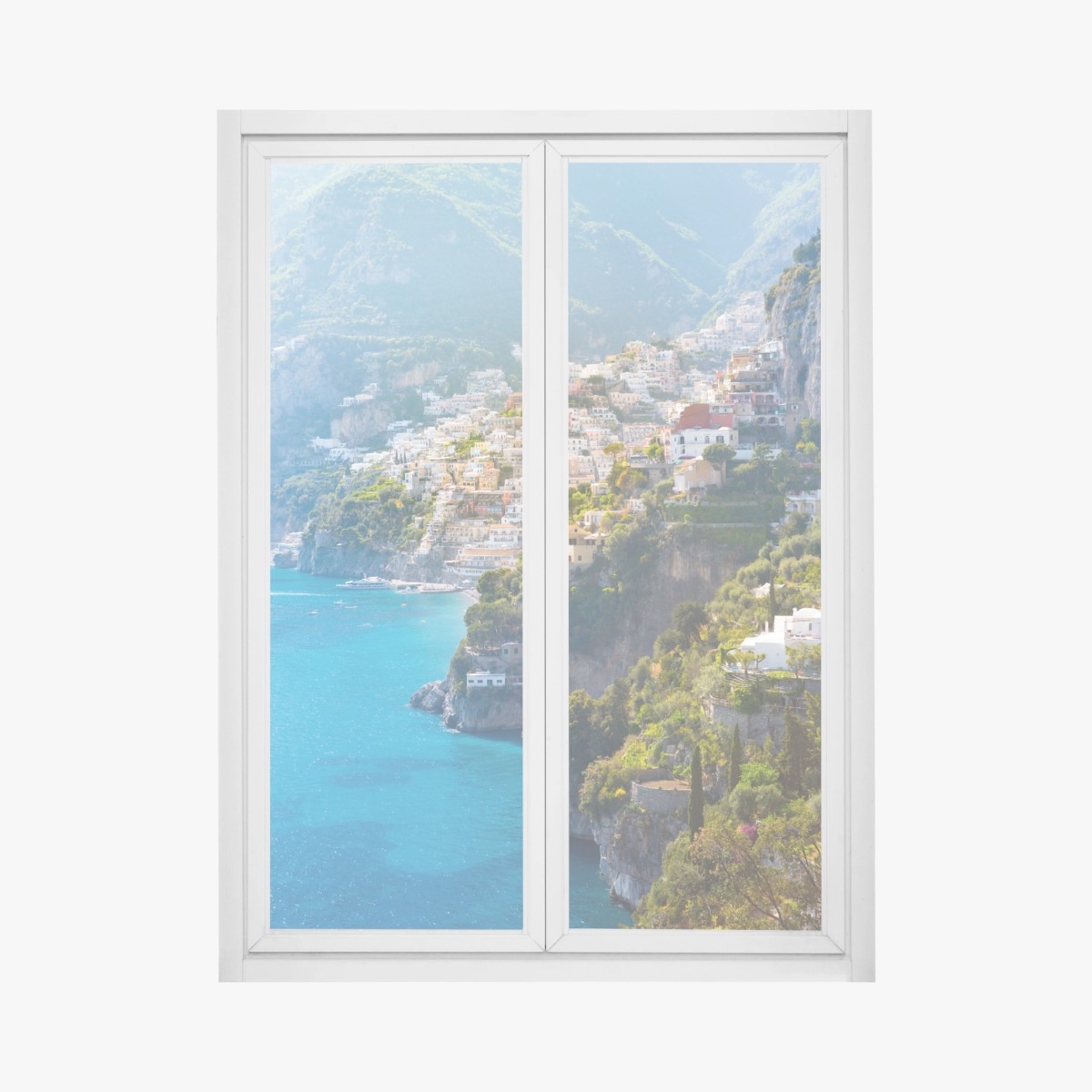 Fensteraufkleber Positano küstenpanorama an der klippe – Wallnifity® Fensteraufkleber Positano küstenpanorama an der klippe – Wallnifity®