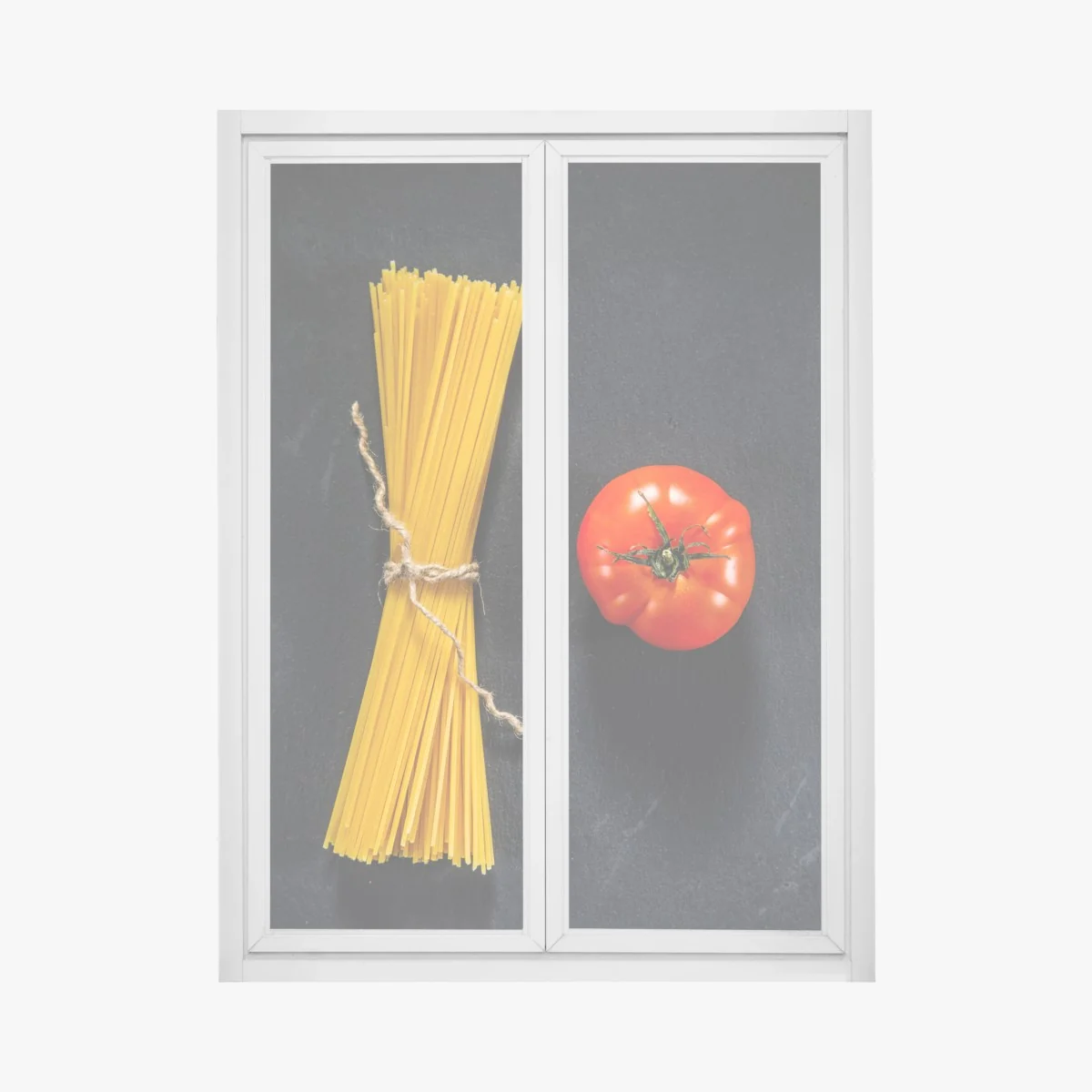 Fensteraufkleber minimalistische spaghetti- und tomatenkomposition – Wallnifity®