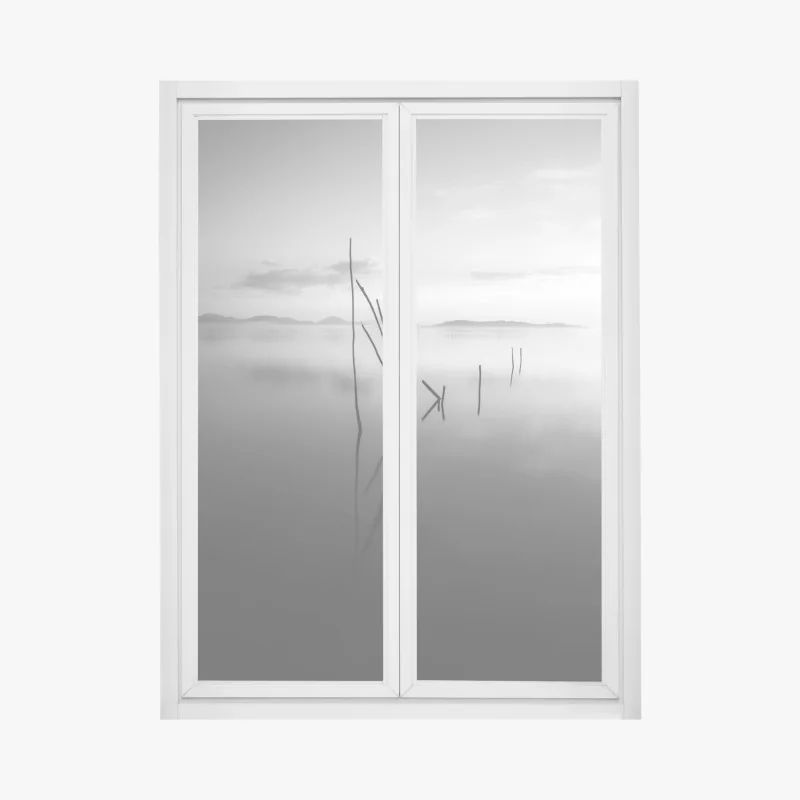 Fensteraufkleber monochrome frontalansicht eines privatjets – Wallnifity®