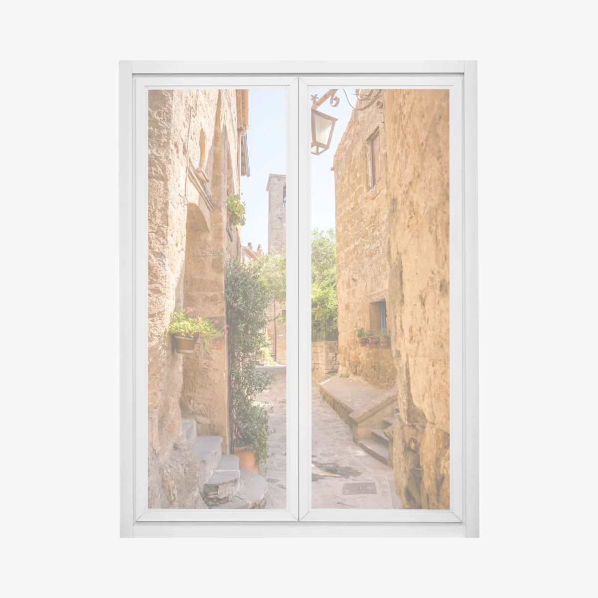 Fensteraufkleber sonnige gasse in Civita di Bagnoregio – Wallnifity® Fensteraufkleber sonnige gasse in Civita di Bagnoregio – Wallnifity®