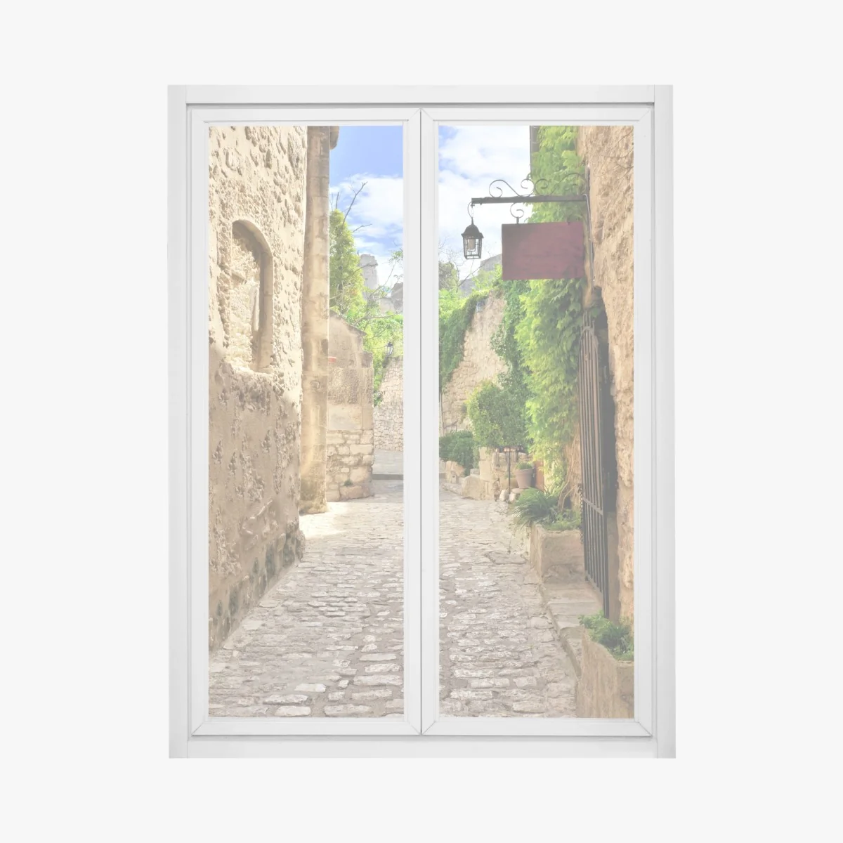Fensteraufkleber reizende kopfsteinpflasterstraße in Les Baux de Provence – Wallnifity® Fensteraufkleber reizende kopfsteinpflasterstraße in Les Baux de Provence – Wallnifity®