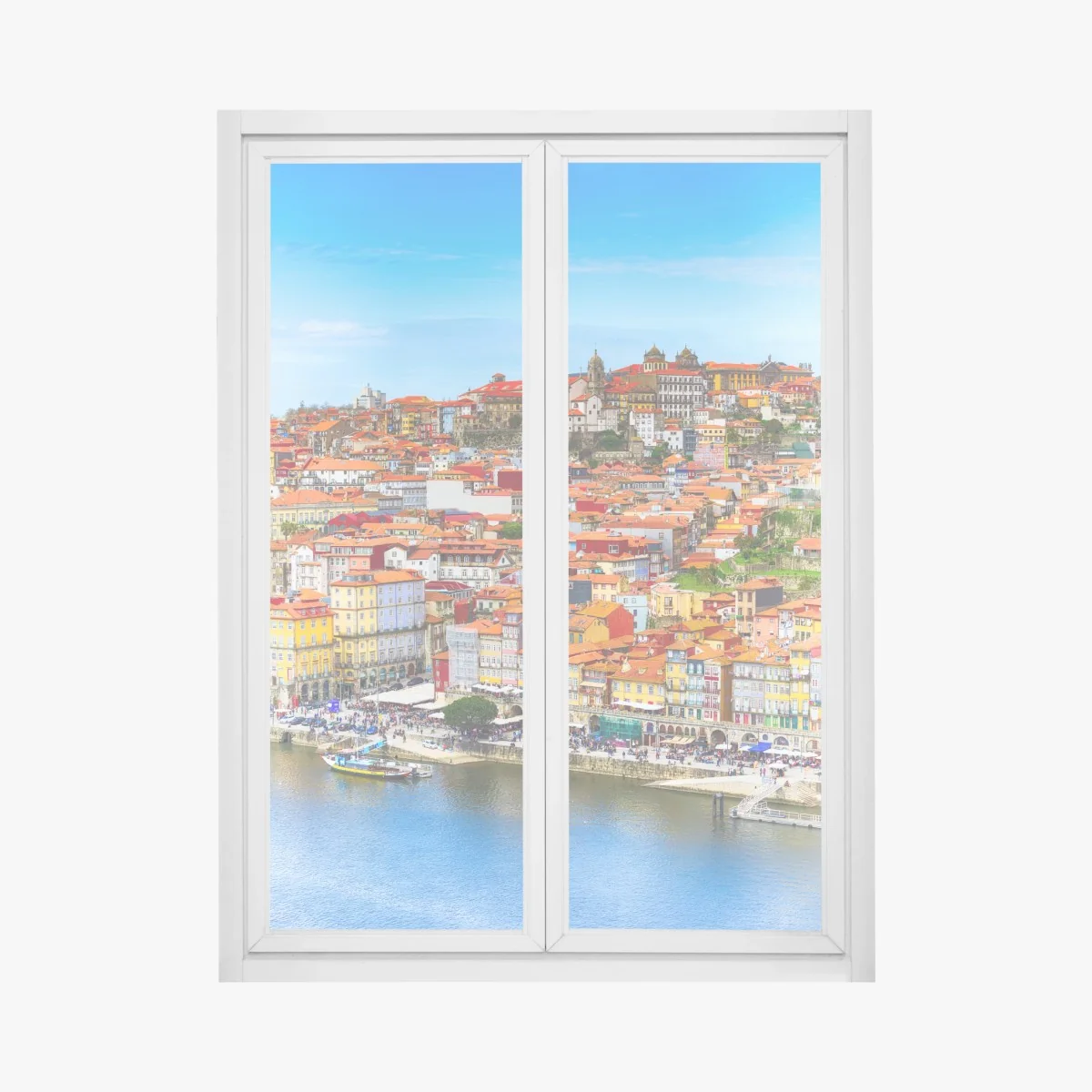 Fensteraufkleber Porto buntes uferpanorama – Wallnifity® Fensteraufkleber Porto buntes uferpanorama – Wallnifity®
