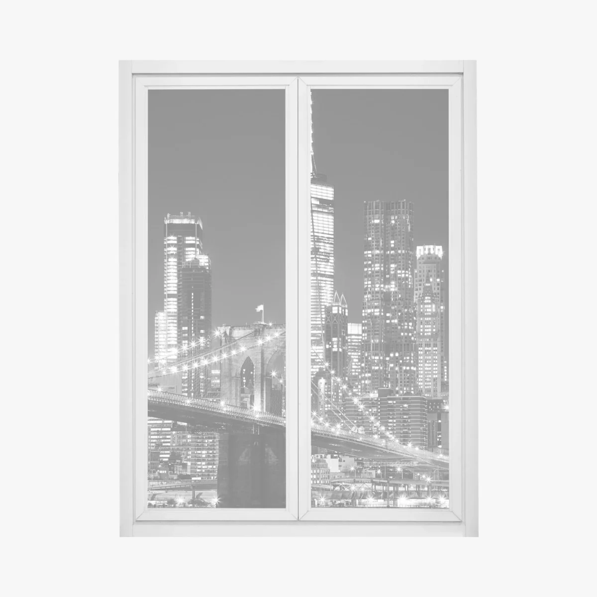 Fensteraufkleber Brooklyn Bridge und Manhattan skyline bei nacht – Wallnifity® Fensteraufkleber Brooklyn Bridge und Manhattan skyline bei nacht – Wallnifity®