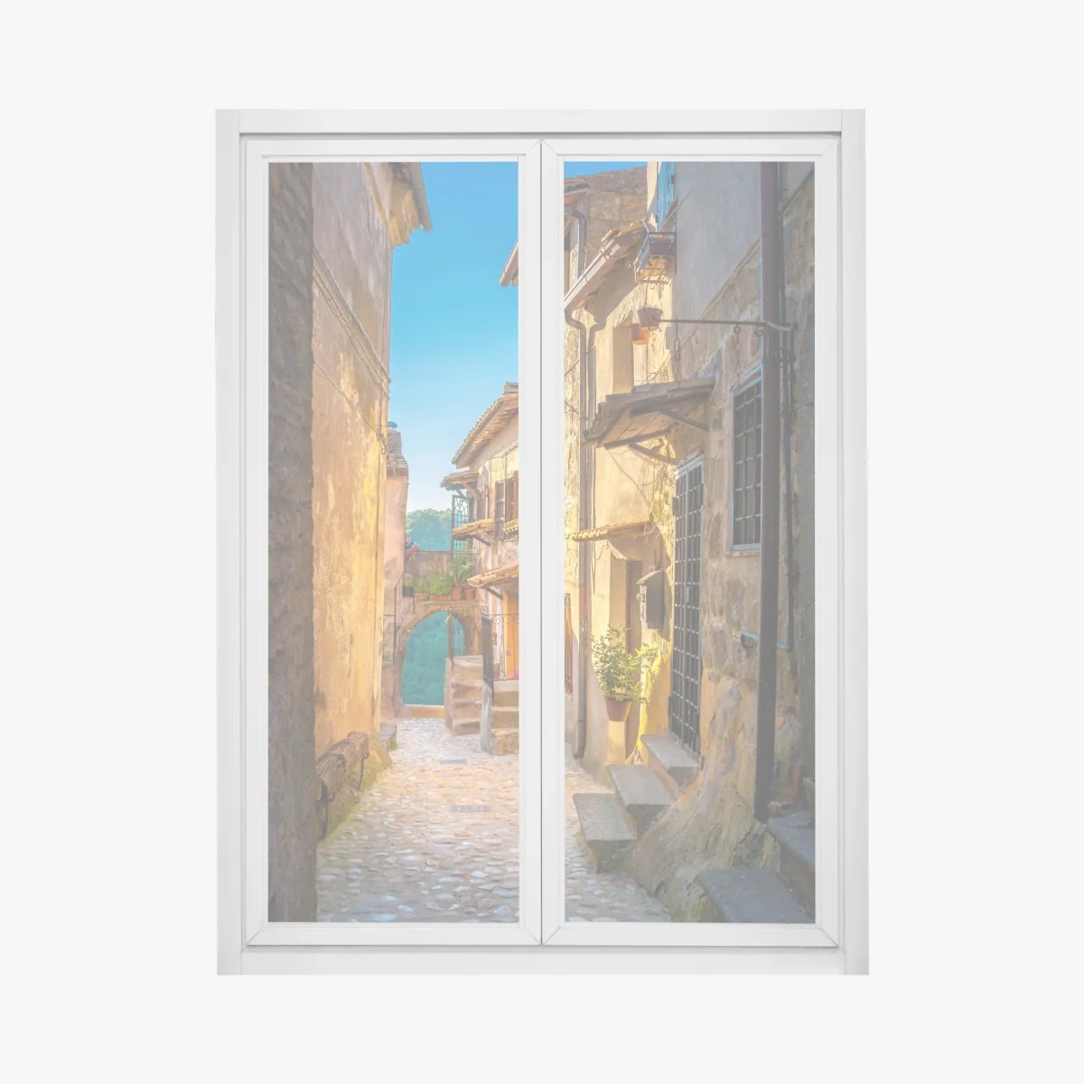 Fensteraufkleber sonnenbeschienene gasse in der Toskana – Wallnifity® Fensteraufkleber sonnenbeschienene gasse in der Toskana – Wallnifity®