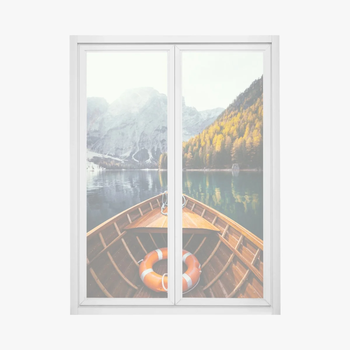 Fensteraufkleber sonnenaufgang am Lago di Braies – Wallnifity® Fensteraufkleber sonnenaufgang am Lago di Braies – Wallnifity®