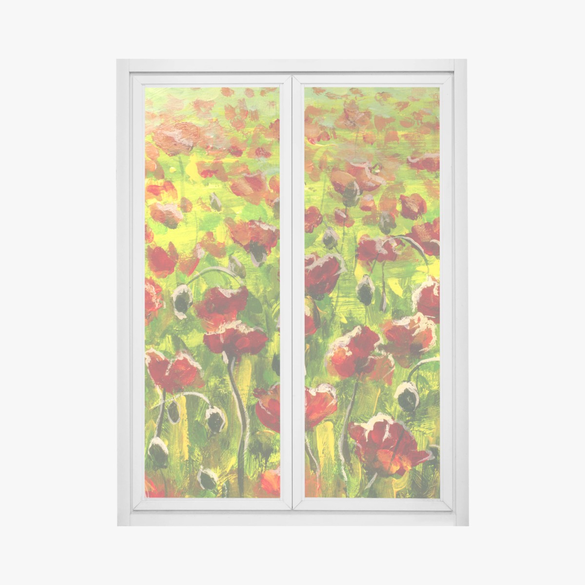 Fensteraufkleber feld roter mohnblumen – Wallnifity®