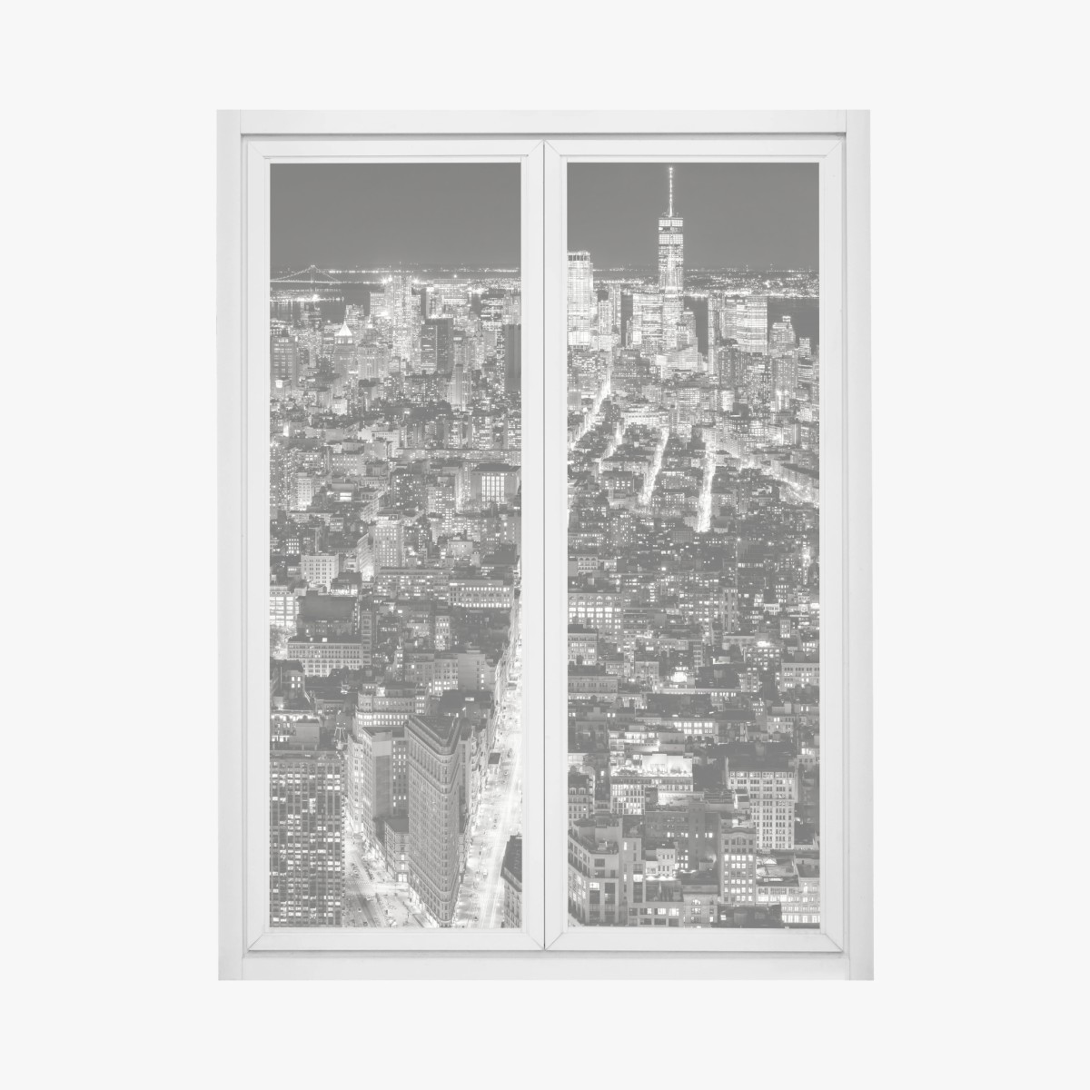 Fensteraufkleber monochrome stadtansicht bei nacht – Wallnifity® Fensteraufkleber monochrome stadtansicht bei nacht – Wallnifity®