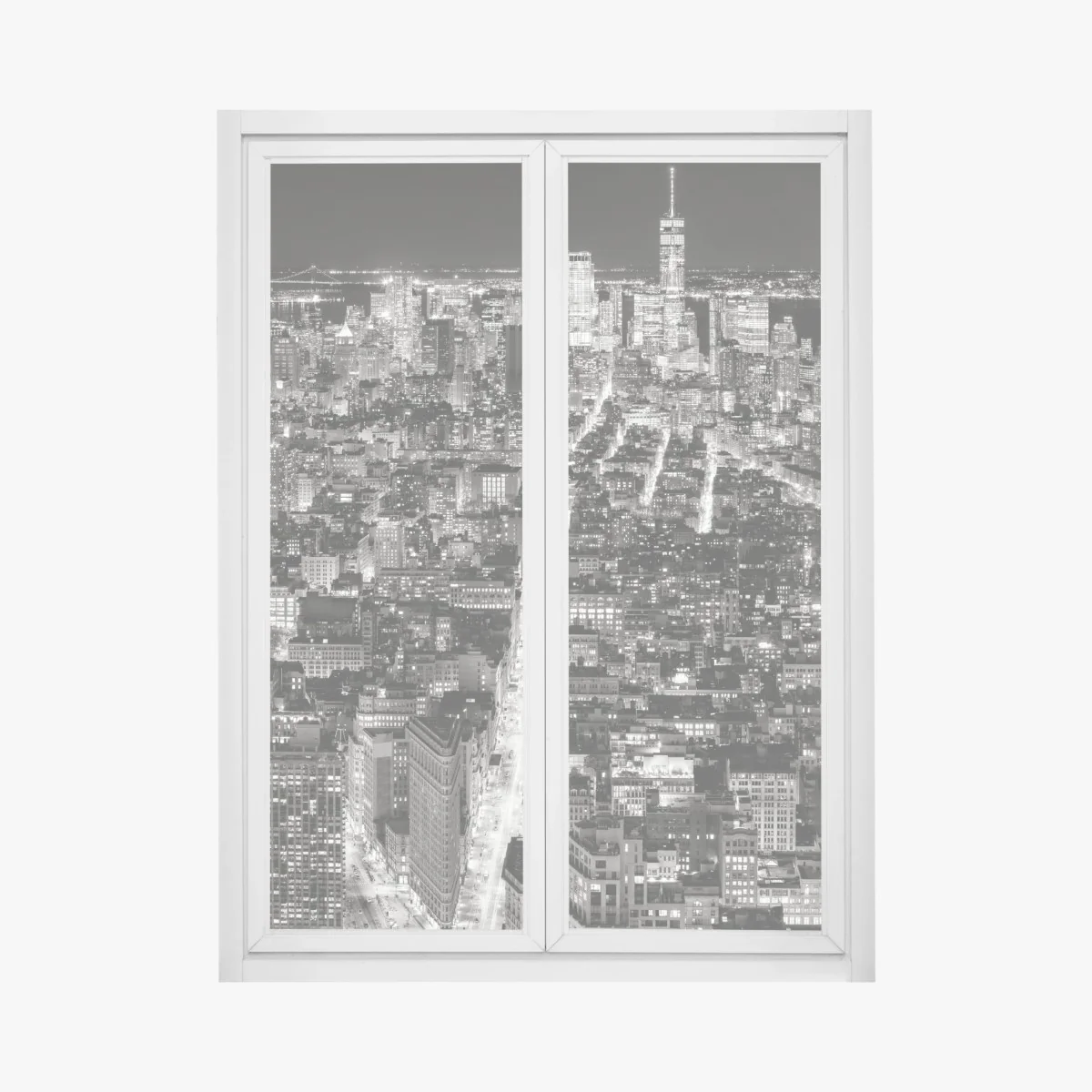 Fensteraufkleber monochrome stadtansicht bei nacht – Wallnifity® Fensteraufkleber monochrome stadtansicht bei nacht – Wallnifity®