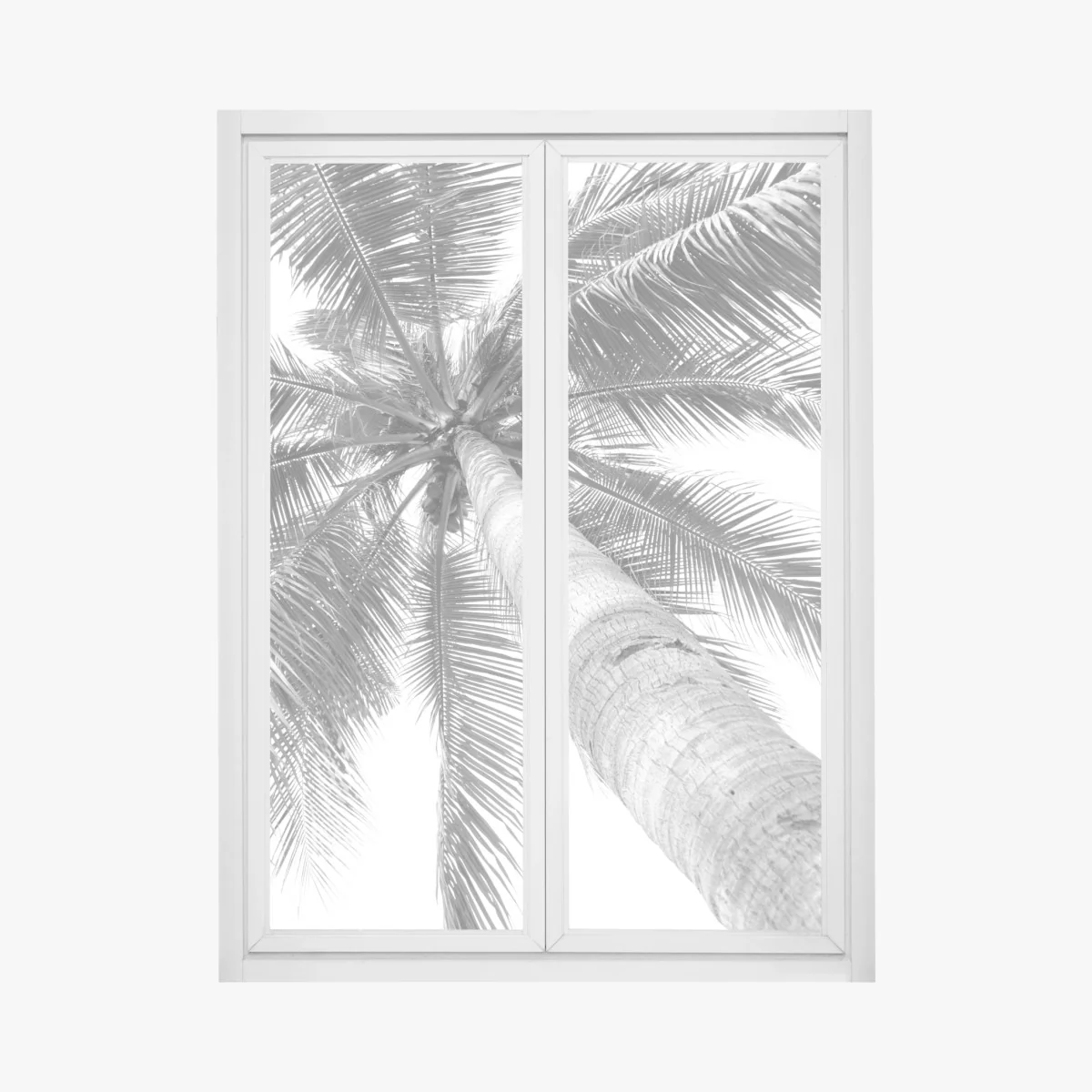 Fensteraufkleber monochrome palme aus der froschperspektive – Wallnifity® Fensteraufkleber monochrome palme aus der froschperspektive – Wallnifity®