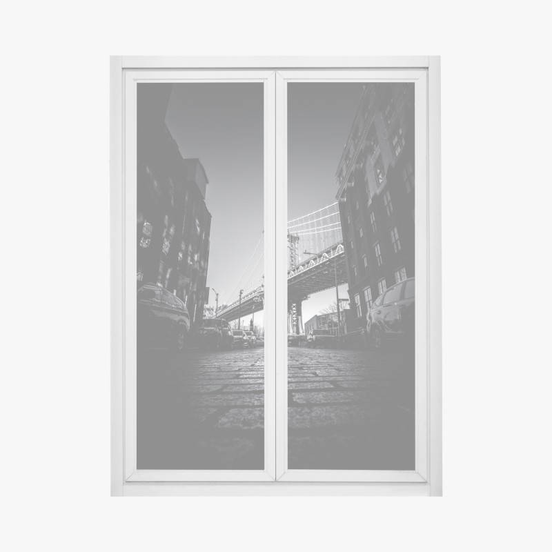 Fensteraufkleber symmetrische hängebrücke in schwarzweiß – Wallnifity®