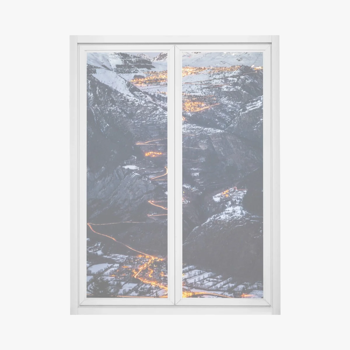 Fensteraufkleber Alpe d'Huez nächtliche auffahrt auf der serpentinenstraße – Wallnifity® Fensteraufkleber Alpe d'Huez nächtliche auffahrt auf der serpentinenstraße – Wallnifity®