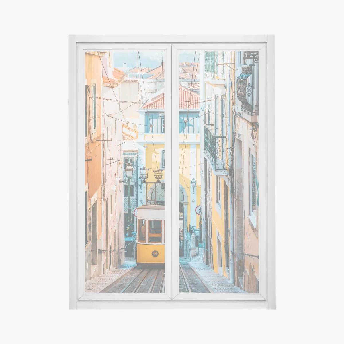 Fensteraufkleber lebendige bica straßenbahn in Lissabon – Wallnifity®