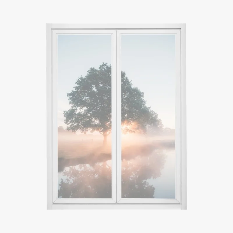 Fensteraufkleber ruhiges botanisches lotosmuster – Wallnifity®